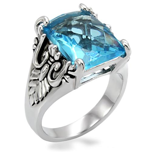 6CT CRT AQUAMARINE VINTAGE STYLE RING-size8